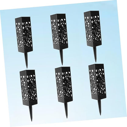 Lurrose 8pcs Warm Light Solar Lawn Lights Outdoor Garden Pathway Ground Lamps Hollow Design Landscape Lighting for Yard Driveway