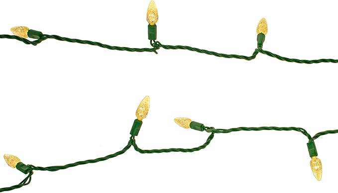 EST. LEE DISPLAY L D 1902 35FT LED Christmas String Lights C6 Warm White Steady 70 Bulbs UL Listed Outdoor Waterproof Green Wire Cords
