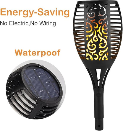 Solar Tiki Torch Light Flickering Flame Outdoor Waterproof Dusk to Dawn Garden Light 96 LED Dancing Flames Landscape Lighting Outdoor Path Light for Patio Deck Yard Driveway
