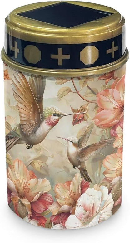 ZOUTAIRONG Hummingbird Floral Print Solar Light for Cemetery Grave Durable Solar Garden Lights Landscape Lighting Pathway Light Cemetery 1 Pack