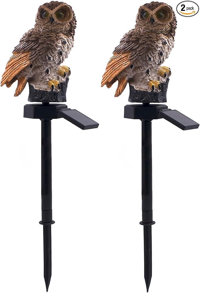 2 Packs Outdoor LED Owl Ground Plug-in Lawn Lamps, Solar Garden Stake Light, Courtyard Ground Solar Energy | Lumora