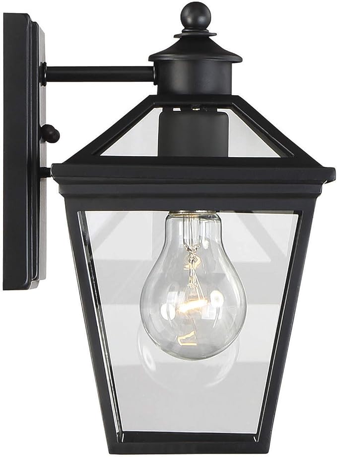 Savoy House 5-140-BK Ellijay Modern Rustic Clear Glass Outdoor Wall Lantern, 1-Light 60 Watt, 10" H x 6" W, Black | Lumora