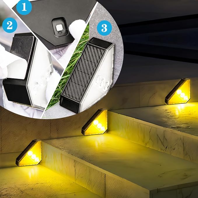 Solar Stair Lights 12 Pack, Solar Step Lights Outdoor Waterproof IP65, Outdoor Light Decor for Garden Stair, Deck, Front Step, Front Porch, and Patio, （Warm White, 3000K）
