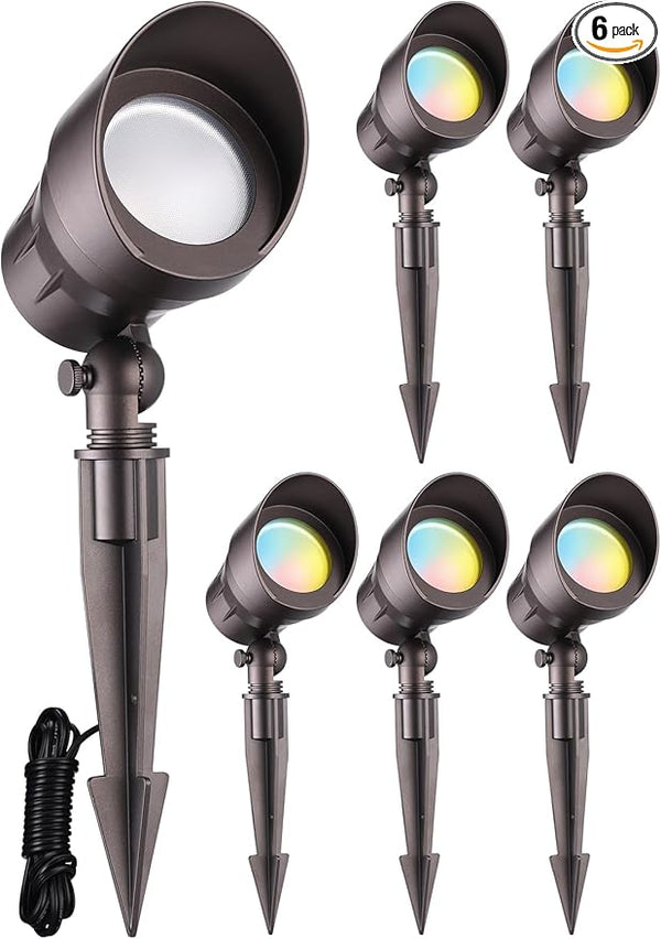 LEONLITE 5CCT Low Voltage LED Landscape Spotlight, Update 1800K2700K3000K4000K5000K Selectable, 5W 12V Pathway | Lumora