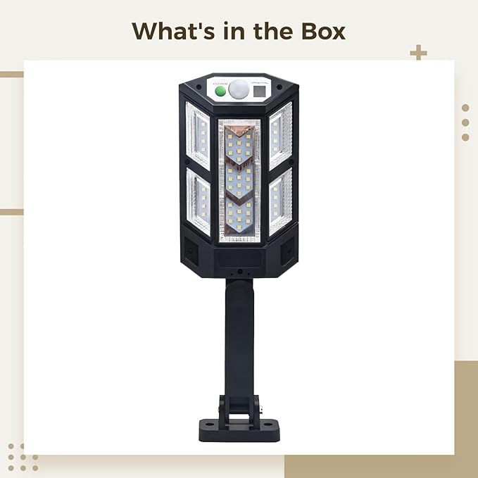 Solar Motion Sensor Path Light for Driveway, Fence, and Patio - Waterproof Hexagonal Outdoor Garden Lamp with 3 Lighting Modes and Remote Control