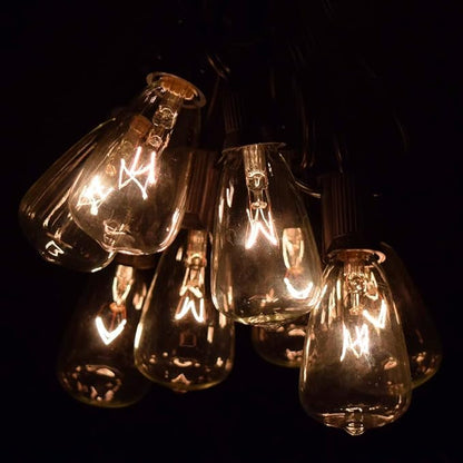 Hometown Evolution, Inc. Vintage Outdoor Patio String Lights with ST11 Clear Light Bulbs (Black Wire, 100 ft)