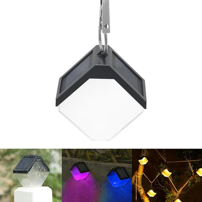 Hanging Solar Lights Landscape Path Lights Outdoor Waterproof Ice Block Lantern with Ring Clip Wall mounted DIY String Light Christmas Decor Tree Yard Garden Patio Fence (1 pack warm white & RGB)