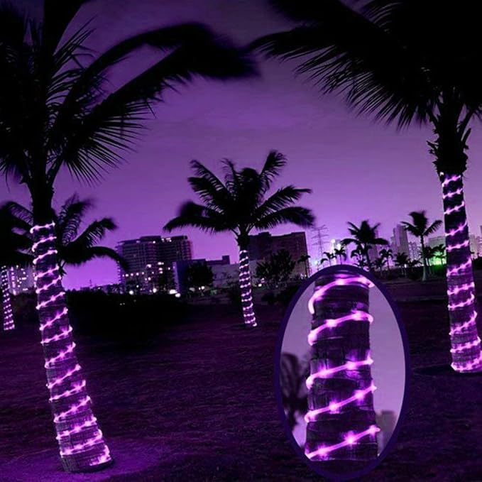 Solar Rope Lights Outdoor, 23ft 50LED Outdoor Rope String Lights Waterproof Copper Tube Wire String Lights for Garden,Yard, Path, Fence, Stairs, Backyard, Patio (Purple)