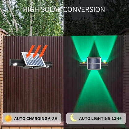 Solar Fence Lights Outdoor 8-Pack, 3000/4000/6000K & 8 RGB Colors, IP65 Waterproof LED Fence Lights Solar Powered, 100 Lumens Outdoor Light for Yard, Patio, Deck, Wall, Stair, Step, Railing (2PK-WR)