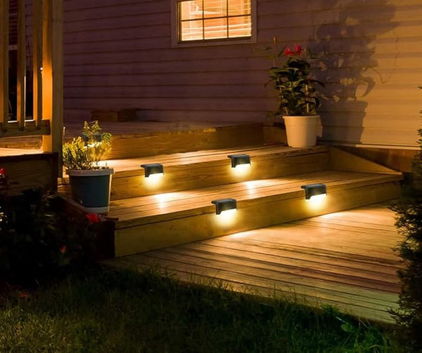 Ulalaza 4Pcs Solar Decking Lights RGB+ Changing Solar Step Lights Outdoor Waterproof Stair Lights for Fence, Deck | Lumora