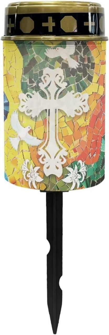 Cross Pigeon Solar Cemetery Grave Decorations, Waterproof Memorial Cemetery Decorations Lights for Birthday Mother Day Fathery Day Memorial Day Christmas