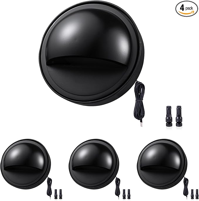 Gardenreet Low Voltage Deck Lights - Solid Brass Landscape Step Lights LED, 12V Hardwired IP65 Waterproof, Outdoor Black Round Lighting for Stair Fence Wall Yard Without G4 Bulb 4 Pack