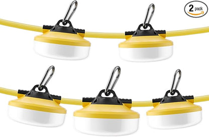 LED Construction String Lights 50FT, 5000 LM, 5000K Daylight LED String Work Lights, 50W Temporary Lighting for Job Site Outdoor Indoor, IP65 Waterproof Temporary Construction Lights, ETL Listed