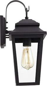 John Timberland Bellis Verde Outdoor Wall Light Sconce Fixture Texturized Black Steel 15 1/4" Clear Glass Lantern | Lumora