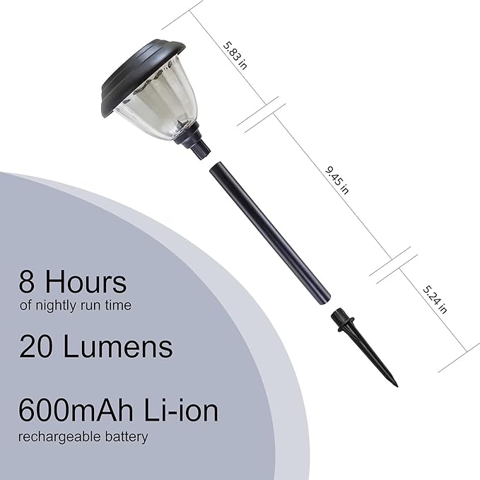 Member Marks 4-Piece LED Solar Path Lights, 20 Lumens, Matte Black Finish, Waterproof Outdoor Landscape Lighting