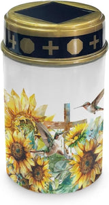 HUGS IDEA Sunflower Cross Solar Grave Lights Hummingbird Grave Lanterns Waterproof Grave Yard Decorations Outdoor | Lumora