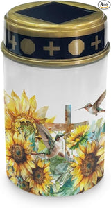 HUGS IDEA Sunflower Cross Solar Grave Lights Hummingbird Grave Lanterns Waterproof Grave Yard Decorations Outdoor | Lumora