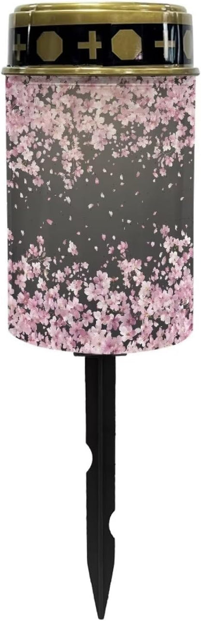 Cherry Blossom Print Solar Light Garden Decorative Solar Light Outdoor for Men Women Waterproof Solar Light Landscape Path Light Night Light
