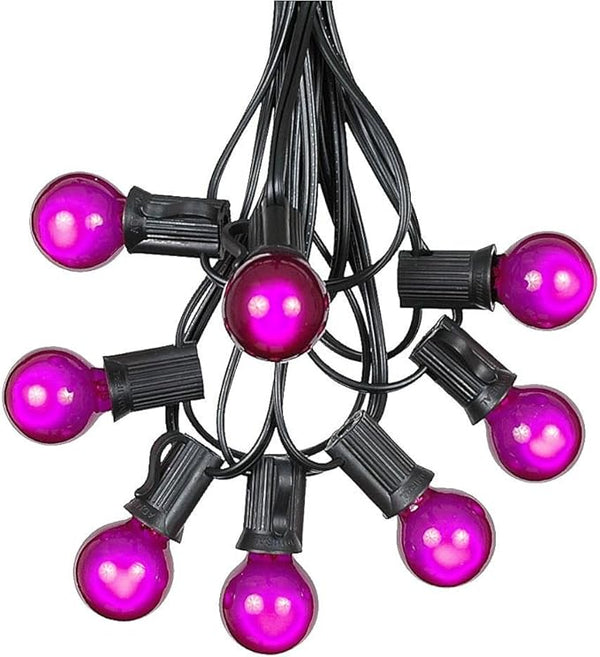 100 Foot G30 Outdoor Patio String Lights with 125 Purple Globe Bulbs – Indoor Outdoor String Lights – Market Bistro | Lumora