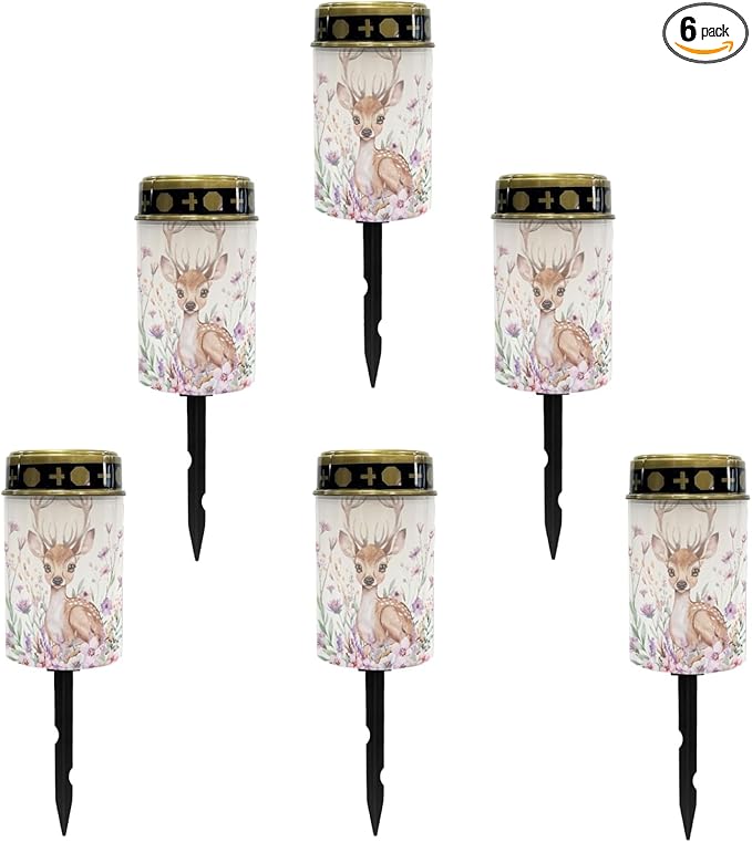 Deer Floral Outdoor Solar Garden Stake Lights,Waterproof Solar Lights for Outdside Lantern Landscape Decorative Lighting for Yard Patio,Wall Lights Auto On & Off