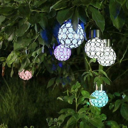 ansu Solar Light LED Lantern Outdoor Waterproof Hollow Small Light Chandelier Path Light (Multi-Color)