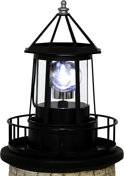 Solar Lighthouse Rotating Light - 360 Degree Light Houses Lamp For Yard, IP65 Waterproof Durable Lighthouse Lamps Towers Statue Lights For Outdoor Garden Pathway Patio (Black -Large - Style B)