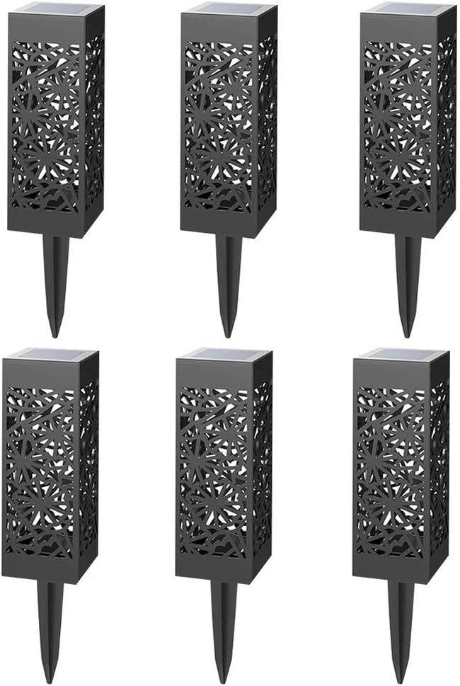 Uonlytech 6-Pack Solar Stake Lights Waterproof Outdoor Garden Lamp for Courtyard Walkway Landscape No Wiring Required