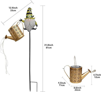 Christmas Solar Santa Kettle Lights - Gnome Theme Lighting in Kettle Shape - Christmas Lawn Decorative Lights | for Family Friends Path Garden Lawn Holiday Patio Snow