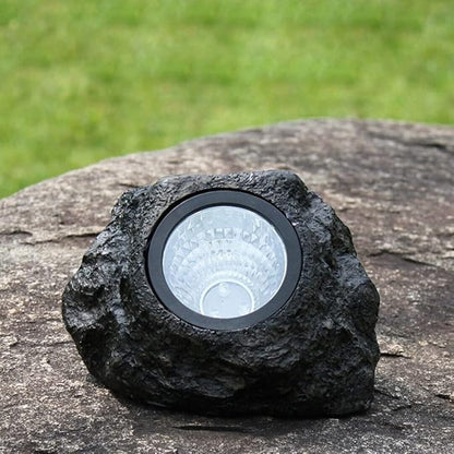 ansu Solar Garden Rock Lights Outdoor Waterproof Landscaping Path Spotlights Decoration, Black