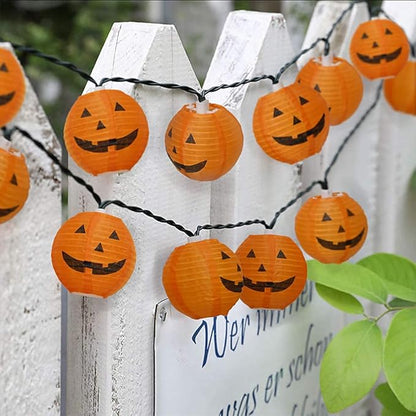 SUNSGNE Halloween Pumpkin Lantern String Lights 8.5Ft Halloween String Lights with 10 Smiling Jack O Lantern Pumpkin for Party Holiday Decor
