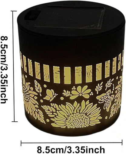 Solar Mandala Lights Outdoor Decorative - Waterproof Metal Mandala Solar Wall Lights, Artistic Fence & Step Lights for Garden, Patio, Backyard, Yard & Outdoor Home (4, Sunflower-Warm Light)