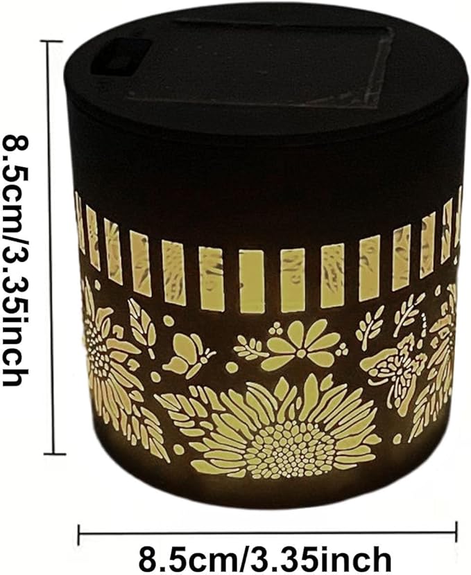 Solar Mandala Lights Outdoor Decorative - Waterproof Metal Mandala Solar Wall Lights, Artistic Fence & Step Lights for Garden, Patio, Backyard, Yard & Outdoor Home (4, Sunflower-Colored Light)