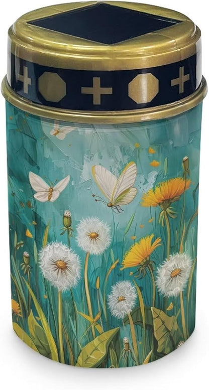 White Dandelion Cemetery Solar Lights Cemetery Solar Light for Grandma Cemetery Decorations for Grave Outdoor Lights Waterproof Solar Lights Outdoor Garden