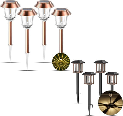 XMCOSY+ Solar Lights Outdoor - 4 Pack Solar Yard Lights, Solar Garden Lights with Glass Metal, IP65 Waterproof Solar Powered for Yard Landscape Driveway Walkway