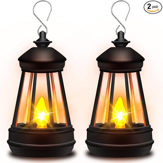 Mini Solar Lantern Lights Replacement for Outdoor Statue, Small Hanging Lantern Replacement, Waterproof Garden Decor Outdoor Lighting Decorative Lights for Yard Patio Lighting, Warm White, 2 Pack