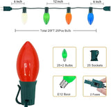 25FT C7 Multicolor Christmas Lights Outdoor, Waterproof LED String Lights with 25 Bulbs for Roof, Fence Patio Xmas | Lumora