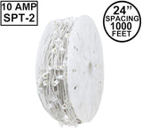 Novelty Lights 1,000 Feet C7/E12 Socketed Wire Spool, 24 Inch Spacing, White Wire 10 Amp SPT-2 Commercial Grade | Lumora