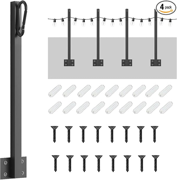 4 Pack String Light Poles,Hanging Light Poles for Outdoor String Lights, Metal Suspension String Light Poles with | Lumora