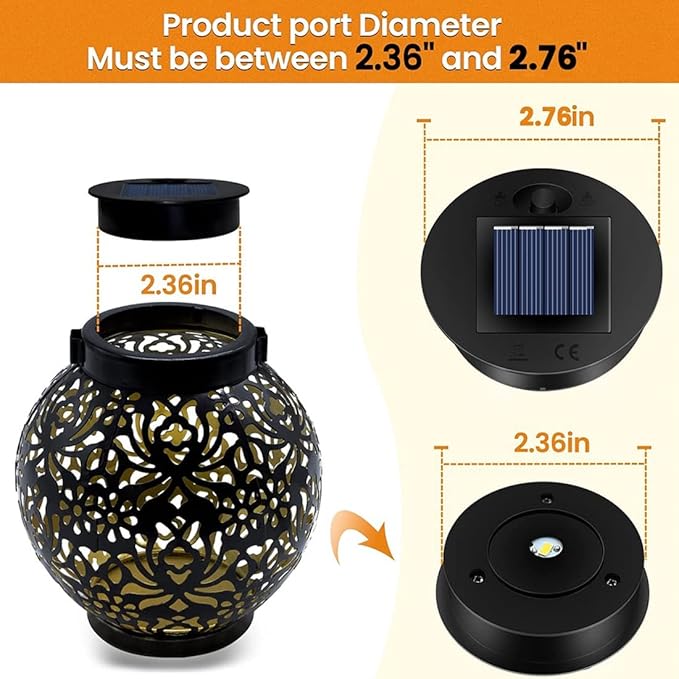 5 Pack Replacement Solar Light Parts(Top Size 2.76 Inches, Bottom Size 2.36 Inches),7 Lumens Warm White LED Waterproof