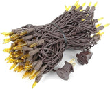 Novelty Lights 50 Feet 100 Bulbs Traditional Incandescent Mini Lights, Yellow on Brown Wire with 6" Spacing | Lumora