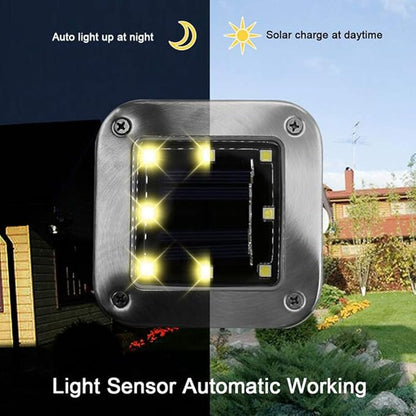 Solar Light Outdoor,8 LED Garden Ground Lights Waterproof Patio Outdoor Light for Lawn,Pathway,Yard,Driveway,Step and Walkway (4 Pack White)