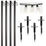 EXCELLO GLOBAL PRODUCTS Premium String Light Pole 4 Pack with 100' of LED Edison Bulb String - Outdoor Path Light | Lumora