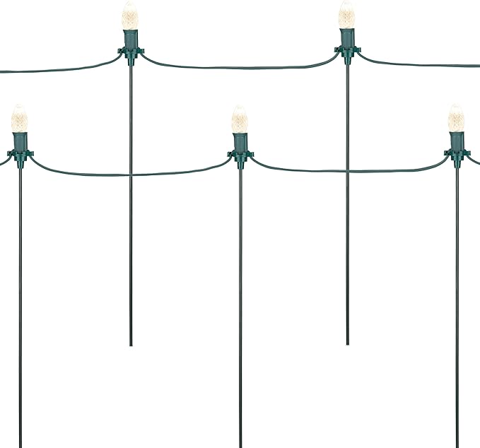 HLO Lighting 15" Universal Metal Light Stakes for Christmas Lights | Commercial-Grade C7 & C9 Stakes for Yard, Walkways, and Lawn Decorations | Pack of 25