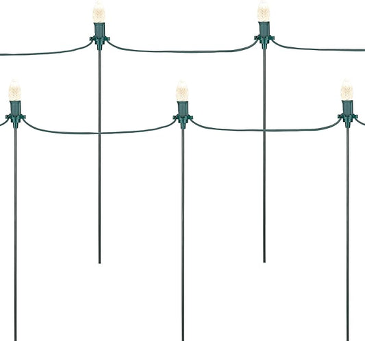 HLO Lighting 15" Universal Metal Light Stakes for Christmas Lights | Commercial-Grade C7 & C9 Stakes for Yard, Walkways, and Lawn Decorations | Pack of 25