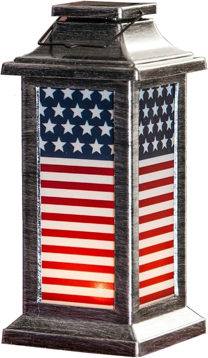 Garden Decorative Solar Lanterns Outdoor Waterproof Hanging Lamp,American Flag Independence Day National Day