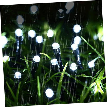 Solar LED String Lights Warm White Beads Outdoor Garden Patio Decorative Lamp for Tree Lawn Parties and Weddings Energy-Saving Solar Powered