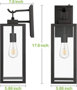 hykolity Large Size Dusk to Dawn Outdoor Wall Lanterns, 18 Inch Outdoor Wall Light Fixtures, Matte Black Porch | Lumora