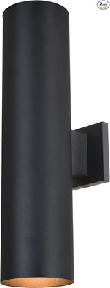 VAXCEL 2-Pack Chiasso 20 in. H 2-Light Textured Black Outdoor Wall Sconce Made of Rust-Resistant Aluminum Metal | Lumora