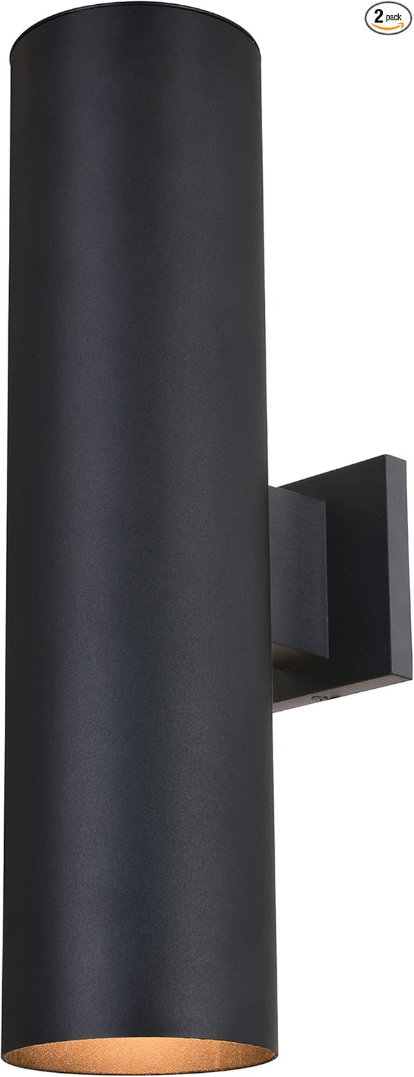 VAXCEL 2-Pack Chiasso 20 in. H 2-Light Textured Black Outdoor Wall Sconce Made of Rust-Resistant Aluminum Metal | Lumora