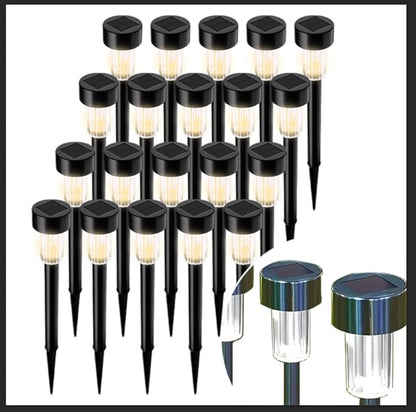 Outdoor Solar Landscape Lawn Lights, Solar Garden Lights, Suitable for Christmas, Halloween, Weddings, courtyards, and Path Landscape Decoration. (Plastic Head 20 Pack Warm Light Upgrade)